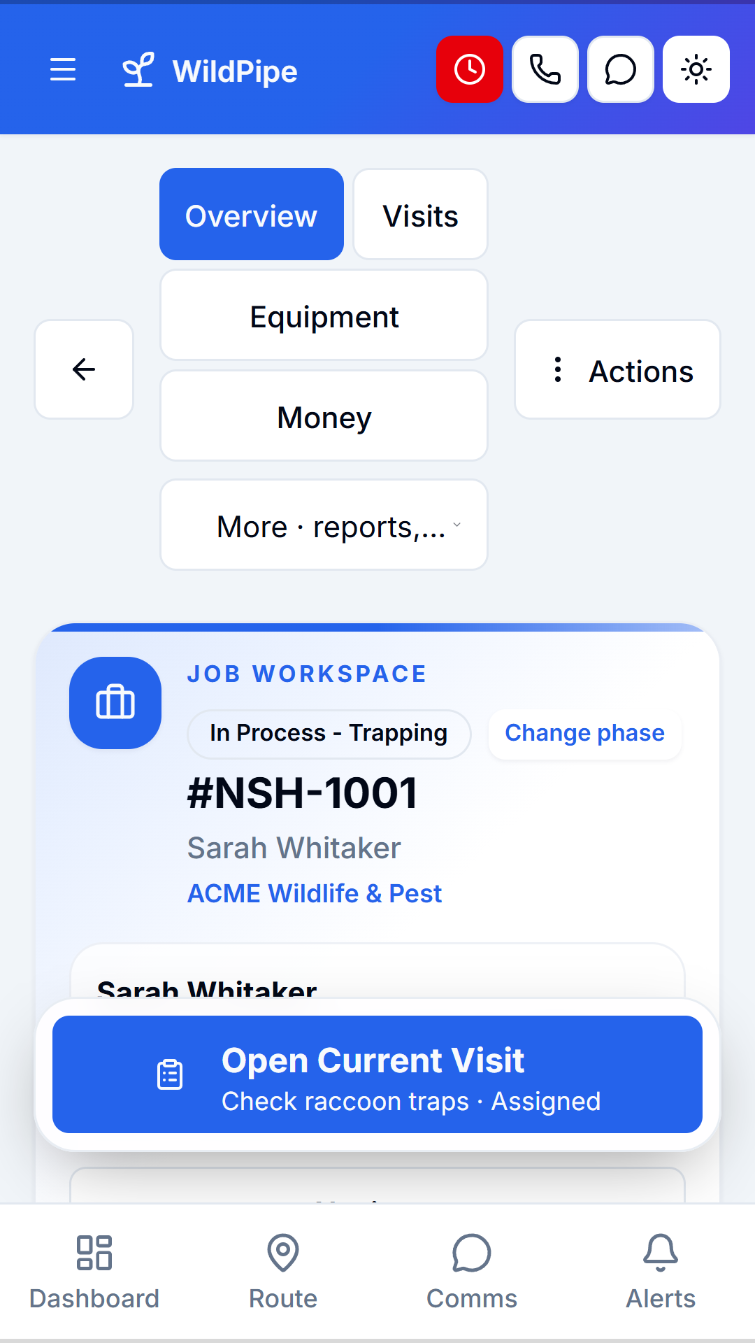 A wildlife job opened in the branded staff app